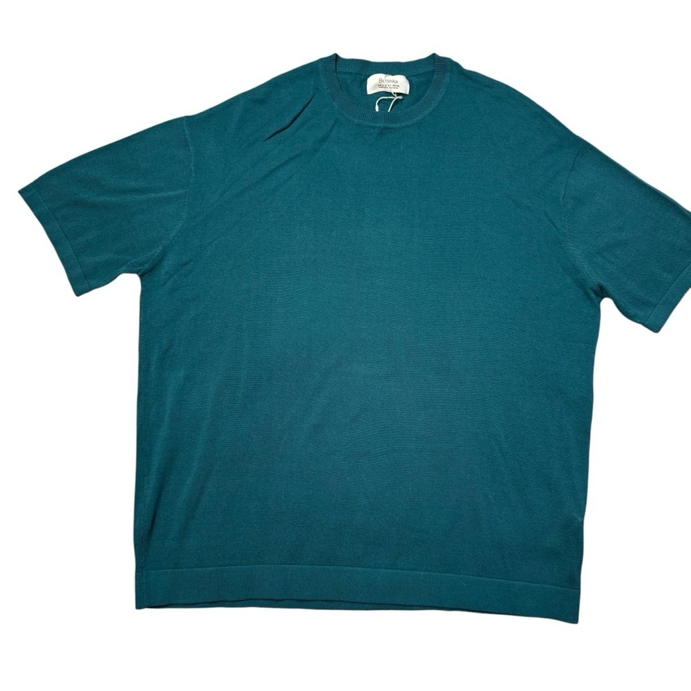 New Bershka Knit Short Sleeve Teal Shirt Size S